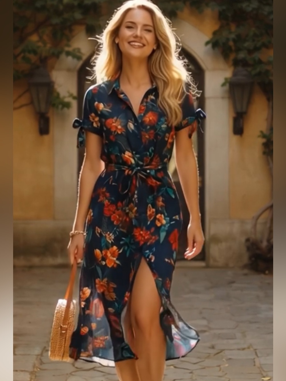 Calvin Klein NWT Floral Tie Waist Midi Dress Size 2 MSRP $139 NWT